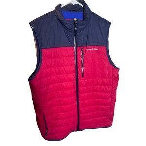 Vineyard Vines Performance Fleece Lined Vest Red Blue Colorblock Size Medium